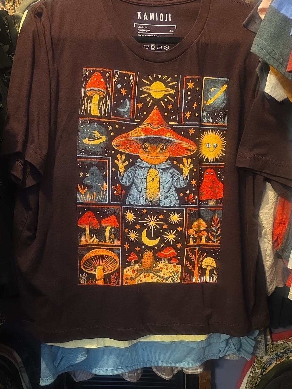 Brown Graphic Mushroom Wizard Tee